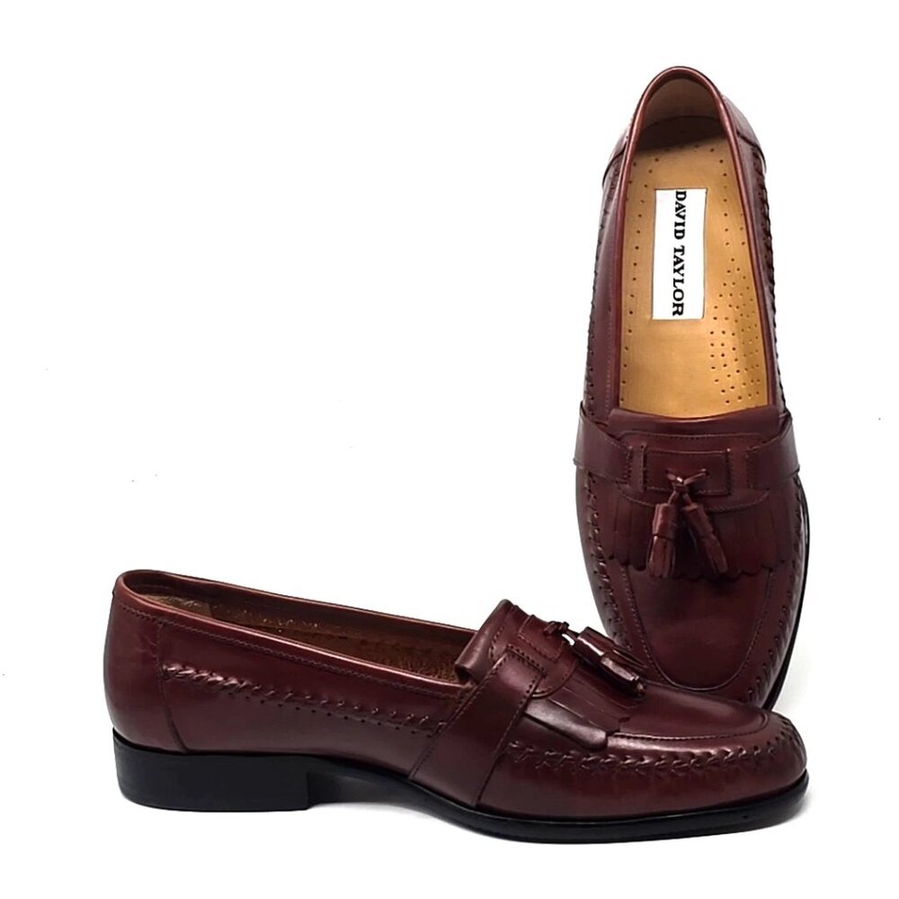 DAVID TAYLOR O'Hare Kiltie Tassel Leather Brown Loafers Shoes Men’s Size 11 M